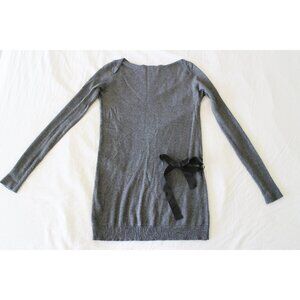 Ann Taylor LOFT Gray Boat Neck Long Sleeve Bow Cashmere Blended Sweater Size S
